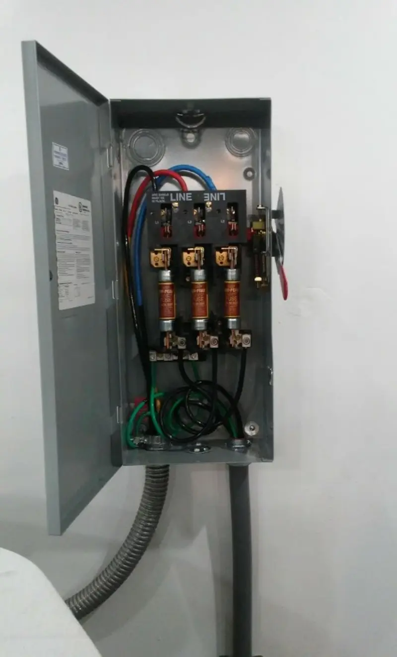 Three-phase disconnect switch installed for Electrical Wiring & Rewiring in Amwell