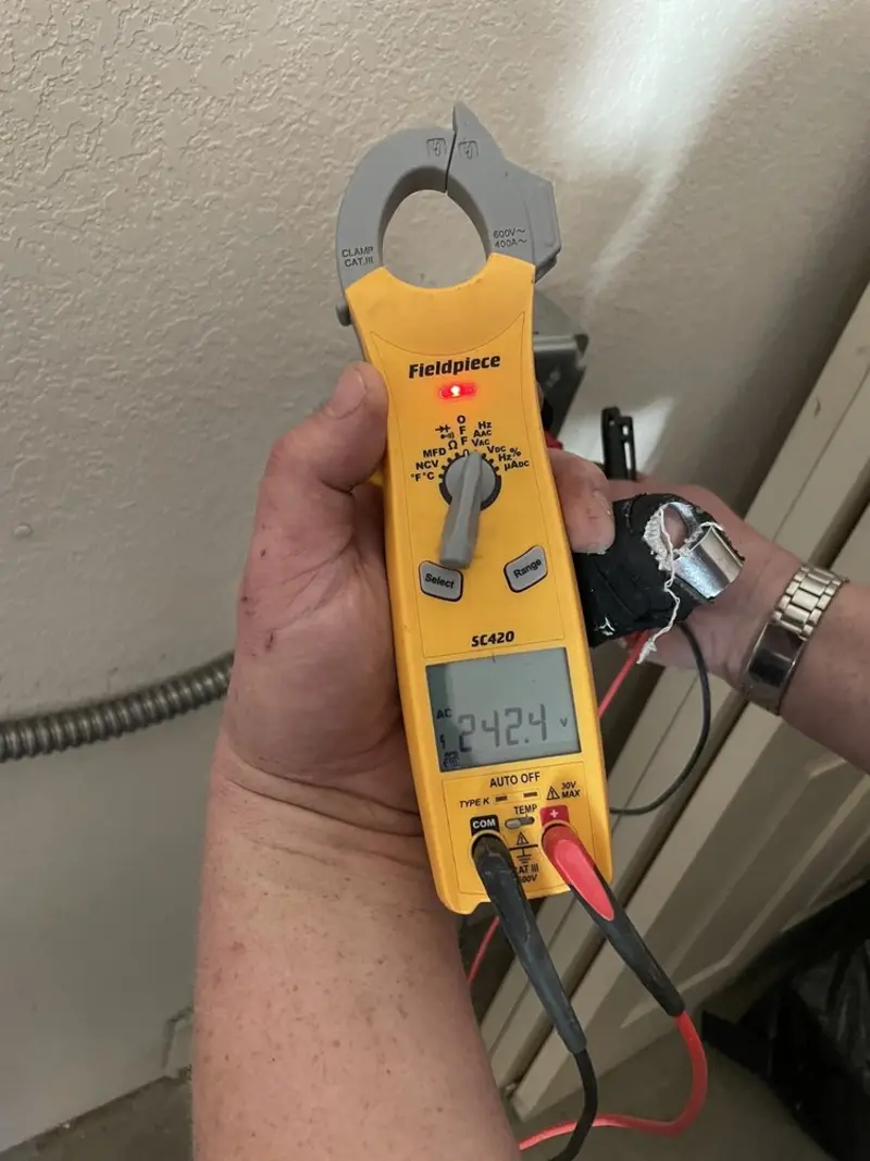 Voltage testing with clamp meter during Hot Tub / Pool Electrical Wiring in Amwell